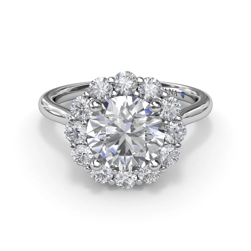 Ladies Trendy Engagement Rings -Floral Halo Diamond Engagement Ring S4214