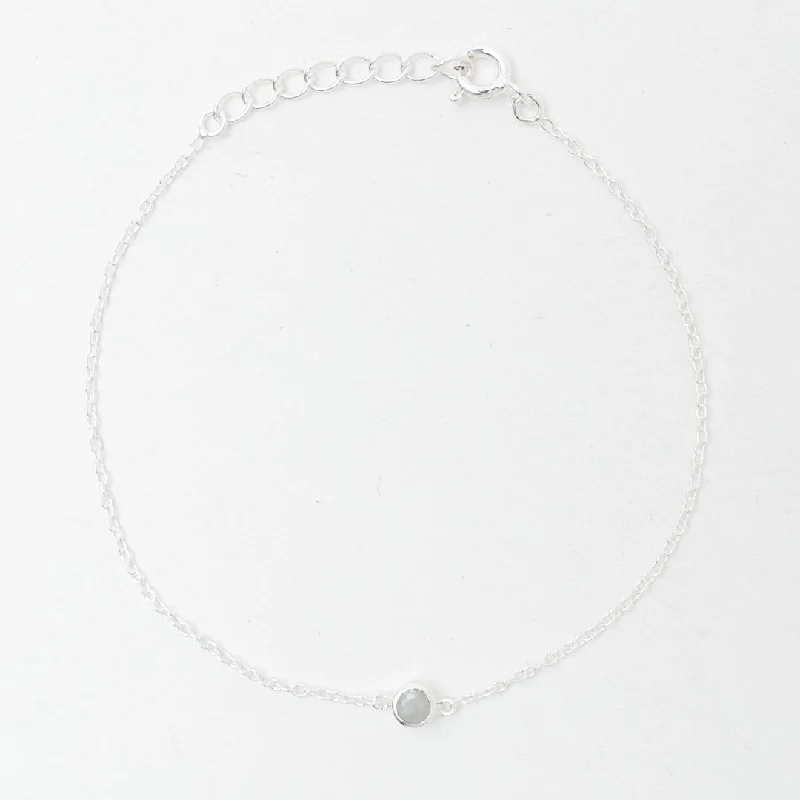 Ladies Bracelets with Clear Zircon-Rainbow Moonstone Solitaire Bracelet