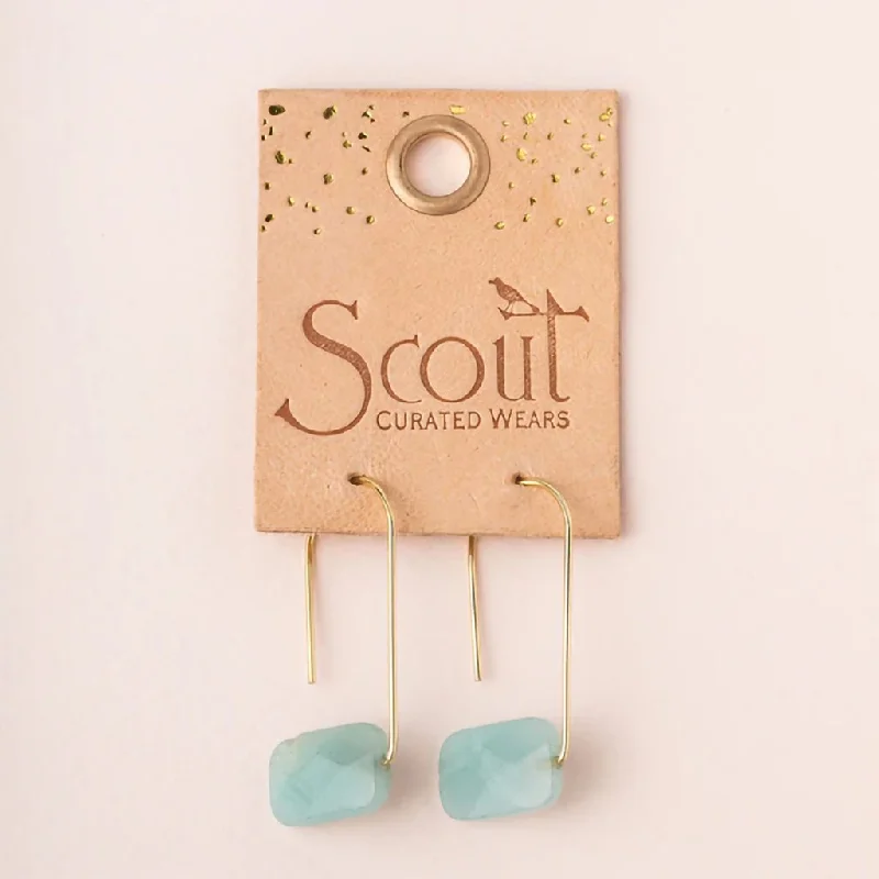 Ladies Statement Chandelier Earrings -Scout Curated Wears : Floating Stone Earring - Labradorite/Gold