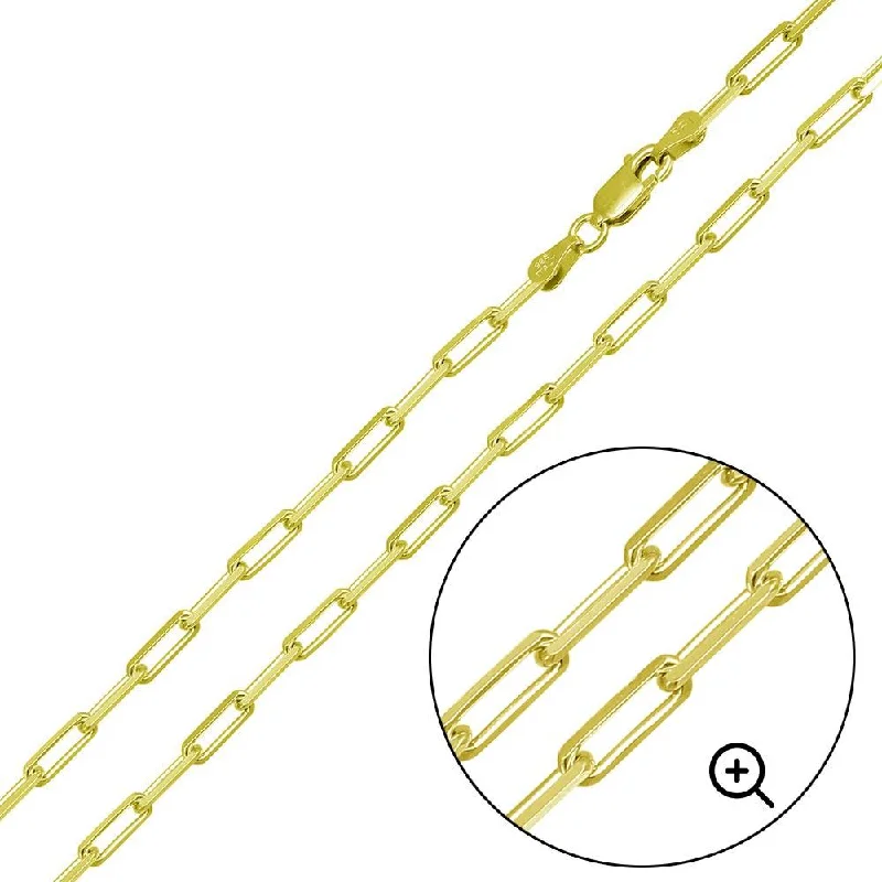 Ladies Bracelets with Brown Andalusite-Gold Plated 925 Sterling Silver Paperclip Link Chain or Bracelet 2.8mm - CH460 GP