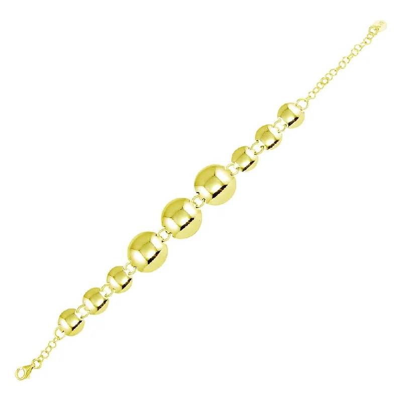 Ladies Bracelets with Yellow Xenotime-Gold Plated 925 Sterling Silver Small and Large Circle Disc Bracelet - ECB00115GP