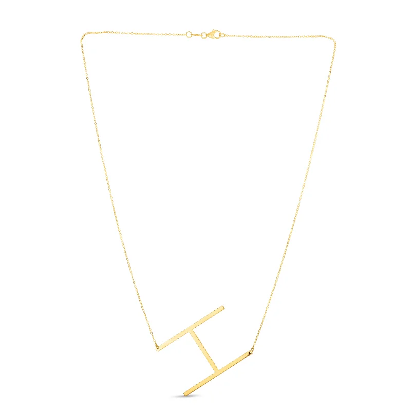 Ladies Necklaces for Doctor Spark-14K Gold Large Initial H Necklace