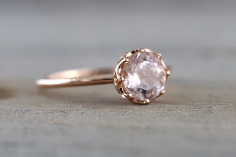 Ladies Spring Bloom Rings -Melrose Smooth Crown Morganite Ring 6mm