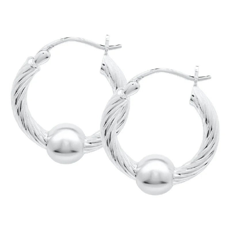 Ladies Anniversary Charm Earrings -LeStage® Cape Cod : Sterling Silver Twisted Wire 20mm Hoop Earrings