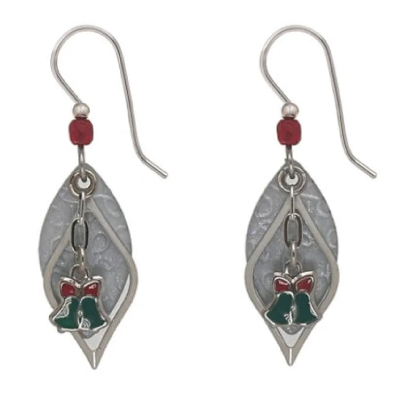 Ladies Purple Amethyst Earrings -Silver Forest Earrings Green and Red Holiday Bells Silver Drops