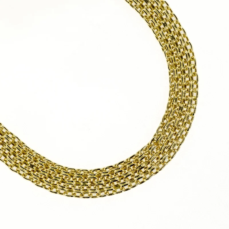 Ladies Necklaces with Gold Milarite-11.8mm Wide Cable Mesh 16" Necklace in 14K Yellow Gold