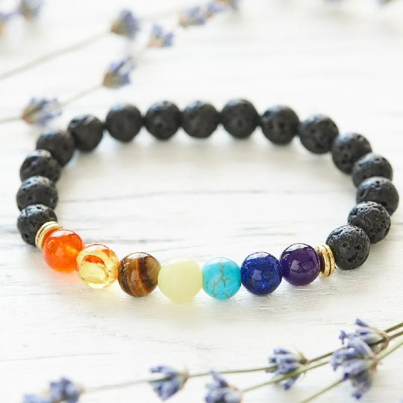 Ladies Bracelets with Amber Scapolite-7 Chakra Bead Bracelet