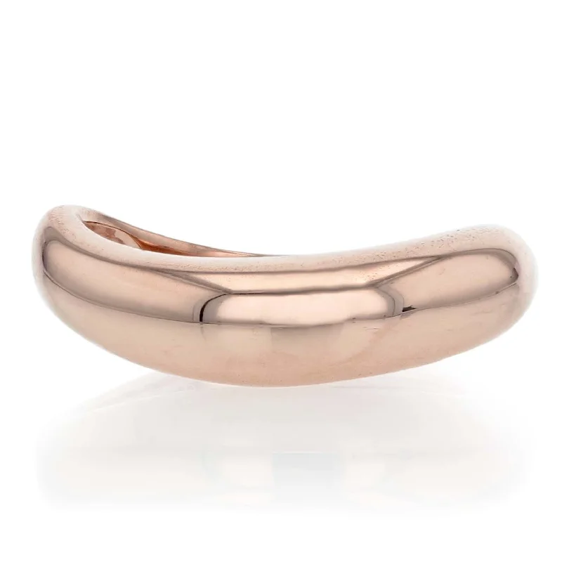 Ladies Art Deco Gem Rings -14K Rose Gold Curved Dome Ring