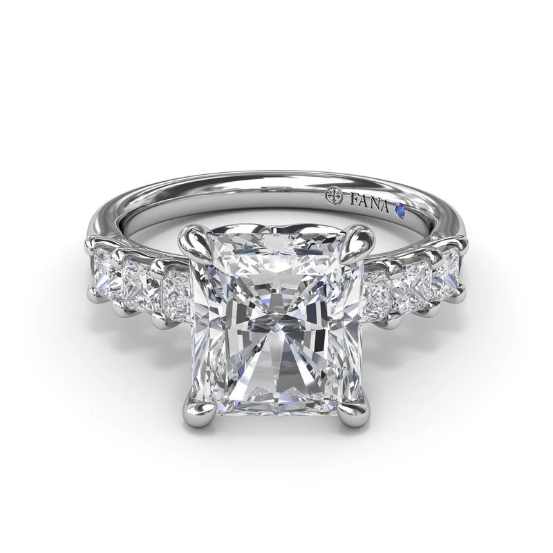 Ladies Hippie Engagement Rings -Princess Cut Side Stone Diamond Engagement Ring S4218