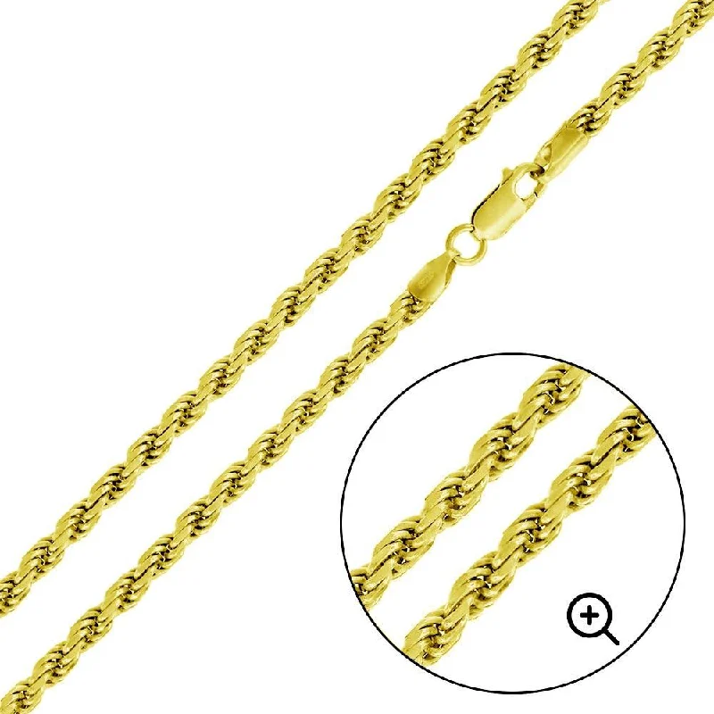 Ladies Bracelets for Engineer Shine-Gold Plated 925 Sterling Silver Rope 100 Chain or Bracelet 4.4mm - CH395 GP