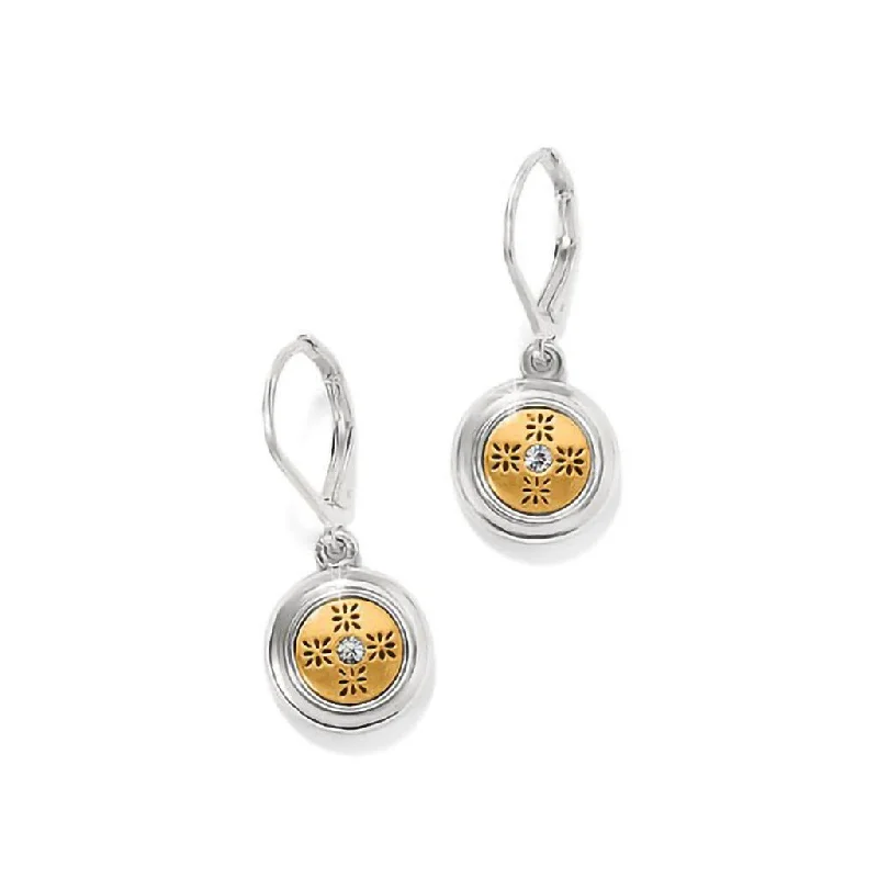 Ladies Seaside Blue Earrings -Brighton : Mosaic Round Mini Leverback Earrings