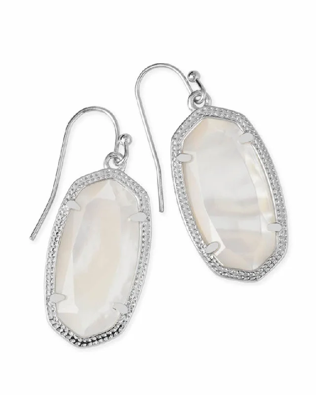 Ladies Horse Shoe Earrings -Kendra Scott : Dani Silver Drop Earrings in Ivory Pearl