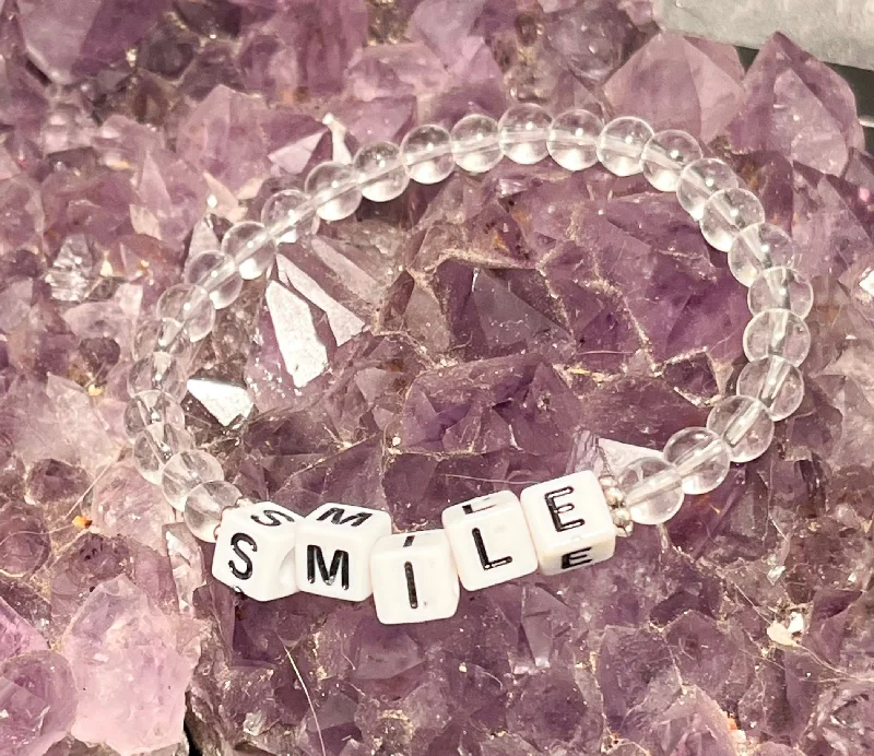 Ladies Bracelets with Pure Danburite-Personalized 6mm Clear Quartz Stretchy Bracelet