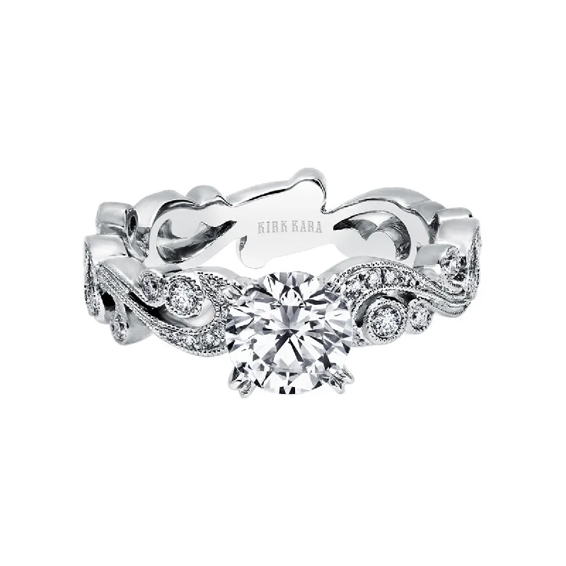 Ladies Cultural Heritage Rings -Angelique Semi-Mount Ring in 18K White Gold for Round Center, Size 6.25