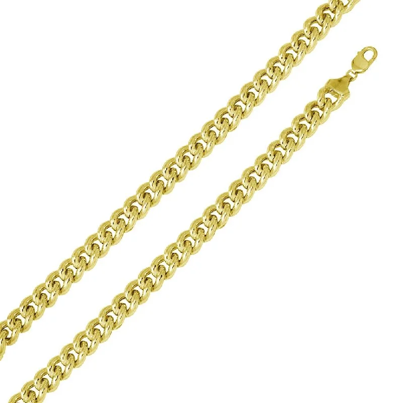 Ladies Bracelets for Friend Shine-Gold Plated 925 Sterling Silver Hollow Curb Chain or Bracelet 12.8mm - CHHW116 GP