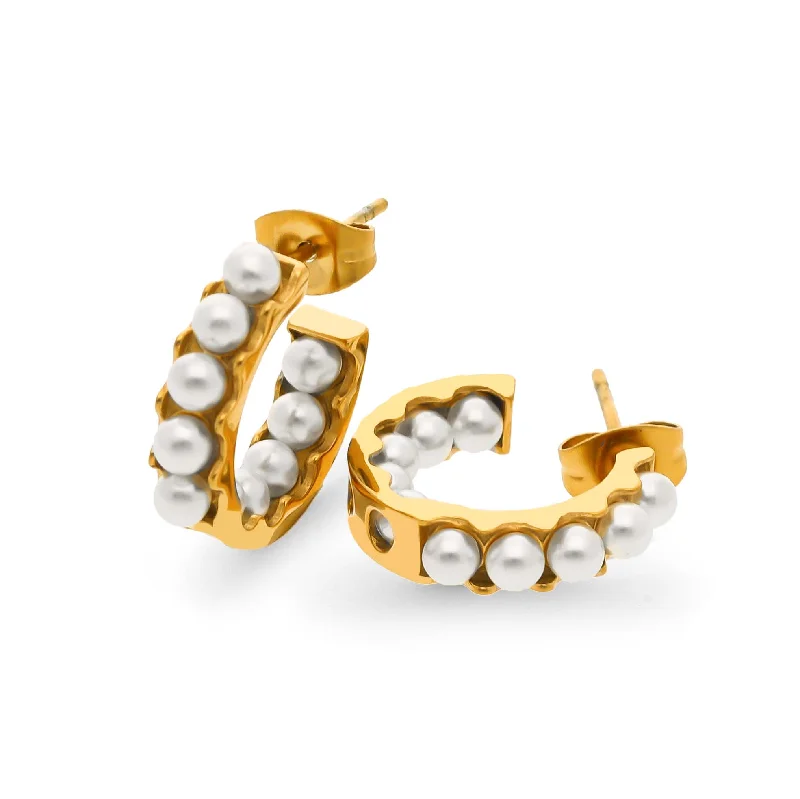 Ladies Pear Drop Rings -Pearl earring gold