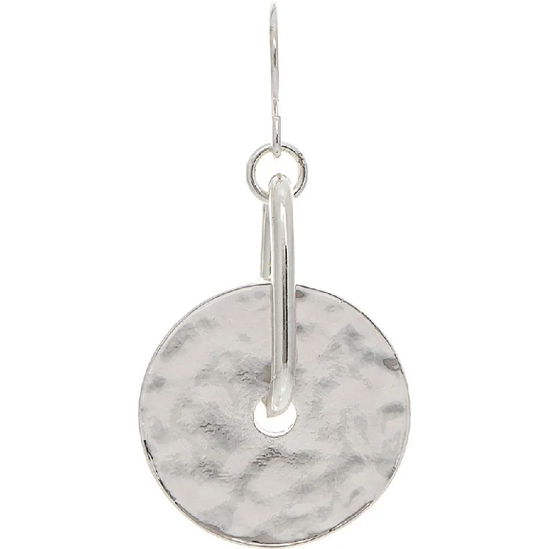 Ladies Coastal Shell Earrings -Rain : Silver Looped Disc Earrings