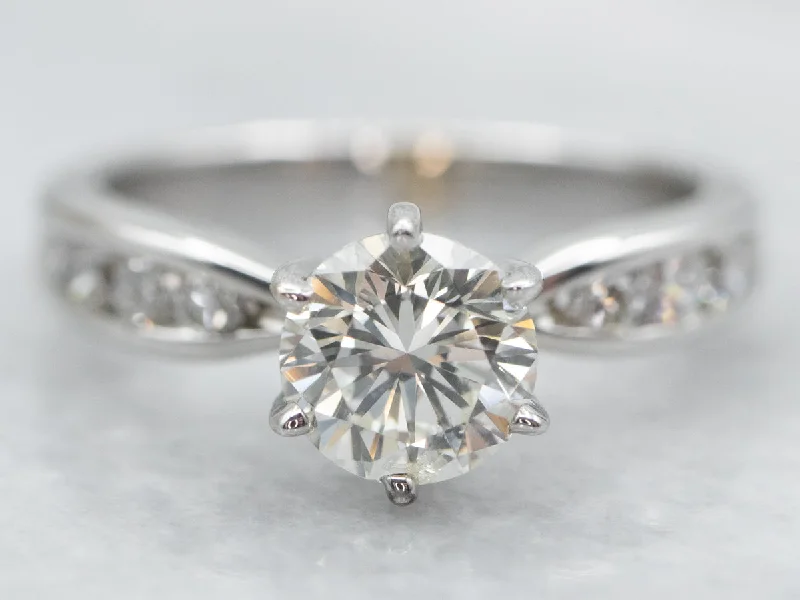 Ladies Classic Engagement Rings -Stunning Round Brilliant Modern Diamond Engagement Ring