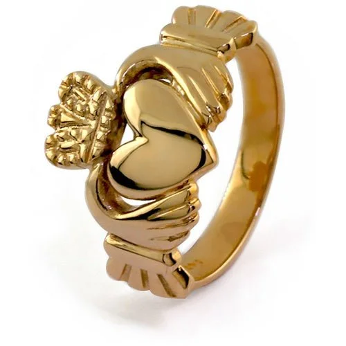 Ladies Seaside Blue Rings -14K Gold Unisex Claddagh Ring 5