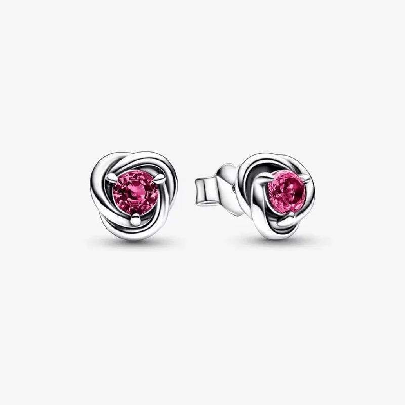 Ladies Phoenix Feather Earrings -PANDORA : October Pink Eternity Circle Stud Earrings