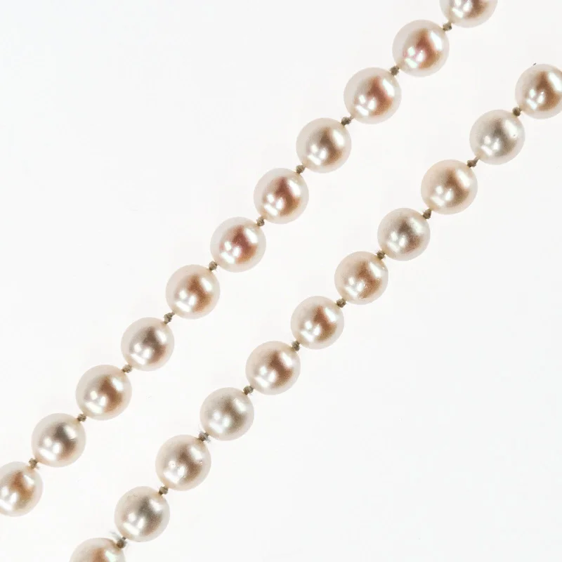 Ladies Necklaces for Everyday Shine-14K White Gold 6.0mm-6.9mm Round Freshwater Pearl Single Strand 16.5" Necklace