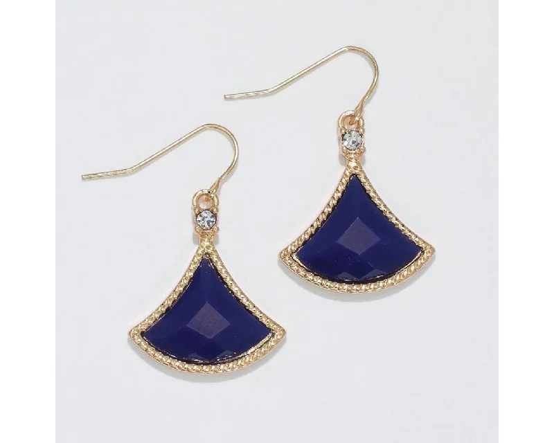 Ladies Opal Stone Earrings -Periwinkle by Barlow : Stylish faceted Navy Crystal Drops - Earrings