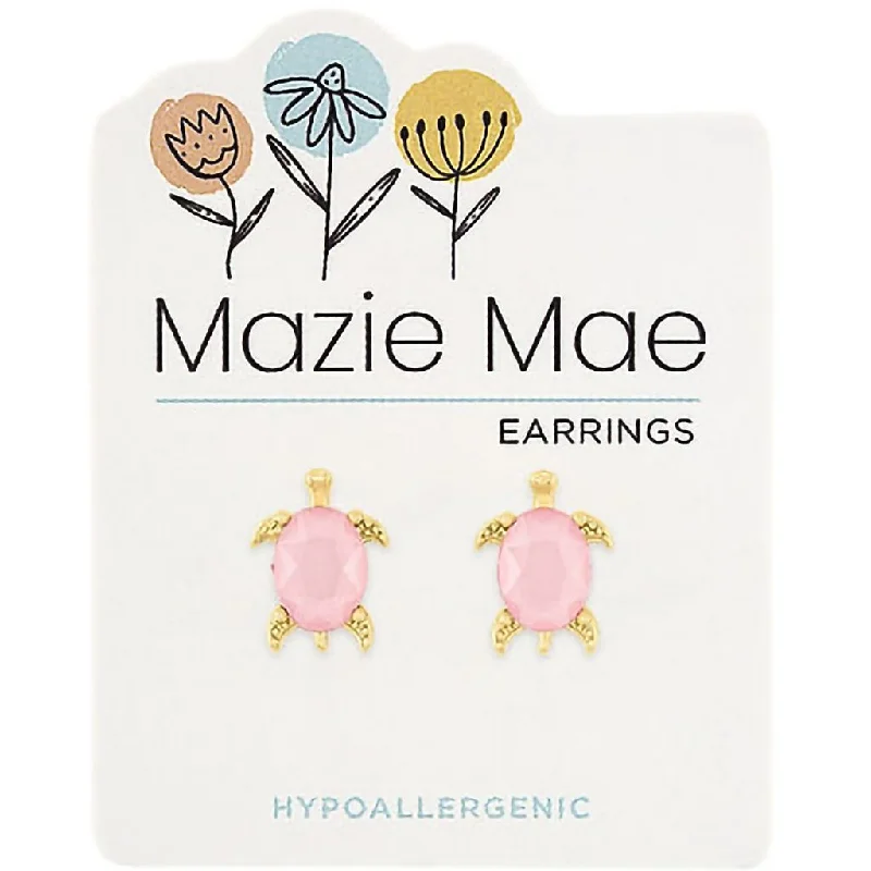 Ladies Purple Amethyst Earrings -Center Court : Gold Rosewater Opal Turtle Stud Mazie Mae Earrings