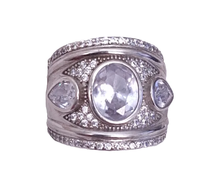 Ladies Playful Spirit Rings -Sterling Silver Statement Ring with CZ