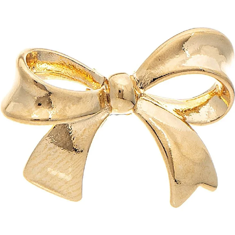 Ladies Sunlit Charm Earrings -Rain : Gold 14k Plated Hypoallergenic Ribbon Bow Post Earrings