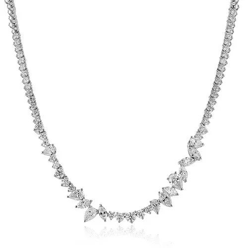 Ladies Necklaces with Triangle Glow-Multi Shape Diamond Necklace in White Gold by Simon G