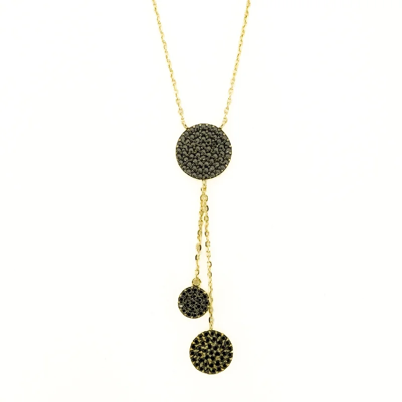 Ladies Necklaces with Plum Axinite-Onyx Drop 16" Necklace in 18K Yellow Gold