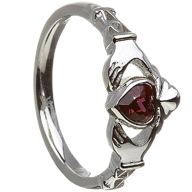 Ladies Daily Wear Rings -Retired JUNE Birthstone Silver Claddagh Ring LS-BSRV2-6