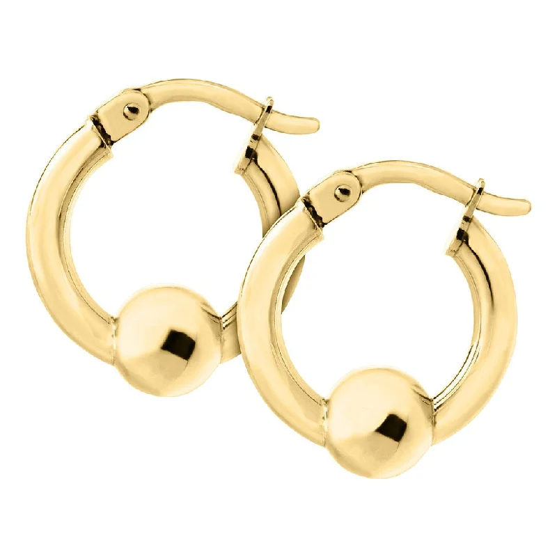 Ladies Festive Gem Earrings -LeStage® Cape Cod : Gold Bead 15mm Hoop Earrings