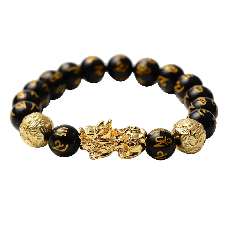 Ladies Bracelets Slim Shine-Feng Shui Black Obsidian Wealth Bracelet