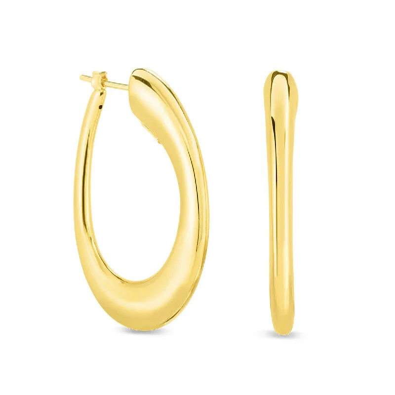 Ladies Opal Gem Rings -18K Contoured Oro Classic Hoop Earring