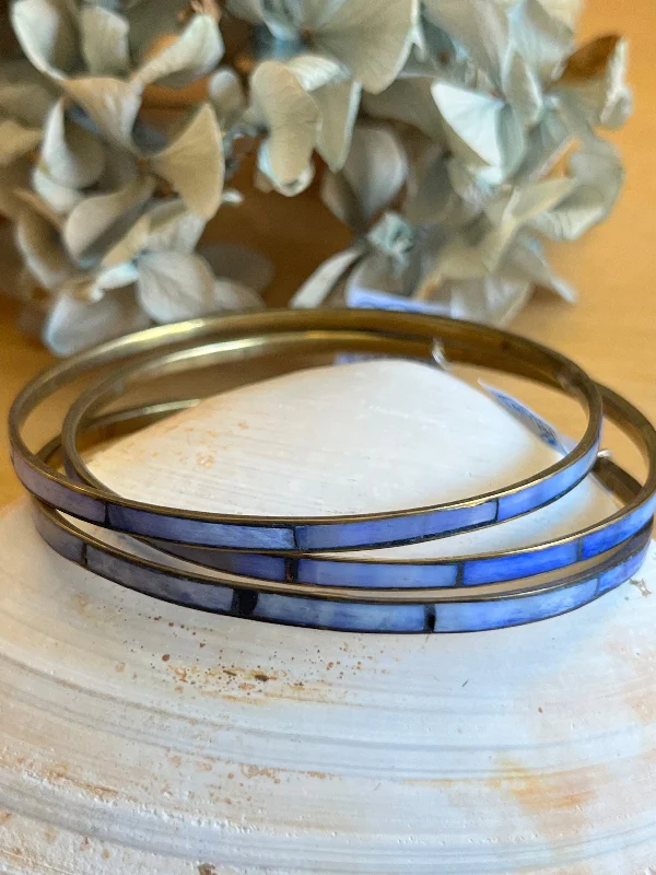 Ladies Bracelets with Navy Sodalite-Skinny Bangle Set