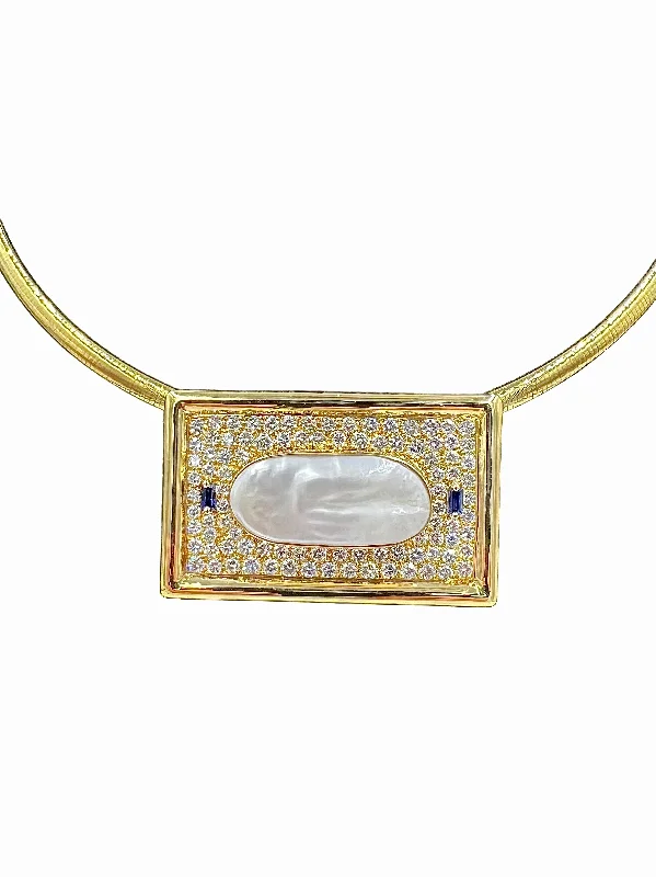 Ladies Necklaces with Star Gems-Biwa Pearl Diamond Yellow Gold Pendant Necklace