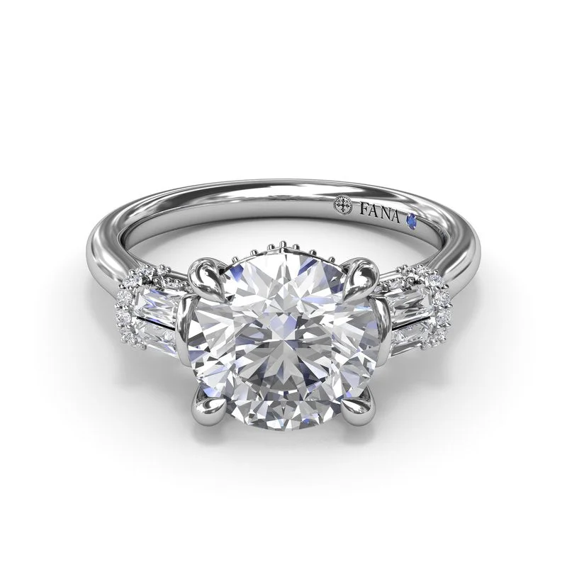 Ladies Victorian Style Engagement Rings -Double Baguette Diamond Engagement Ring S4232