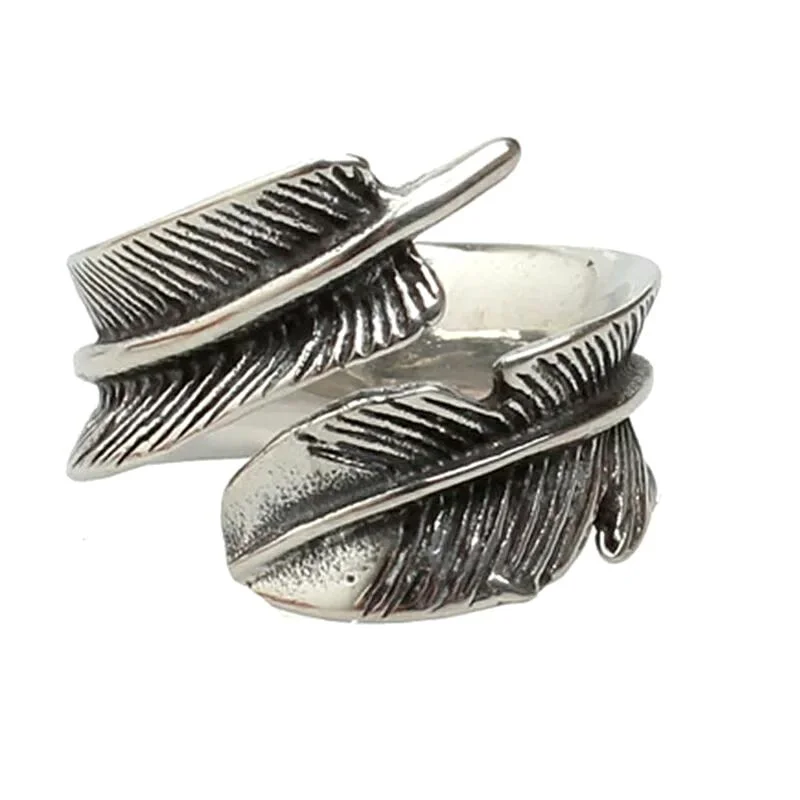 Ladies Enchanted Wing Rings -Stainless Steel Feather Ring