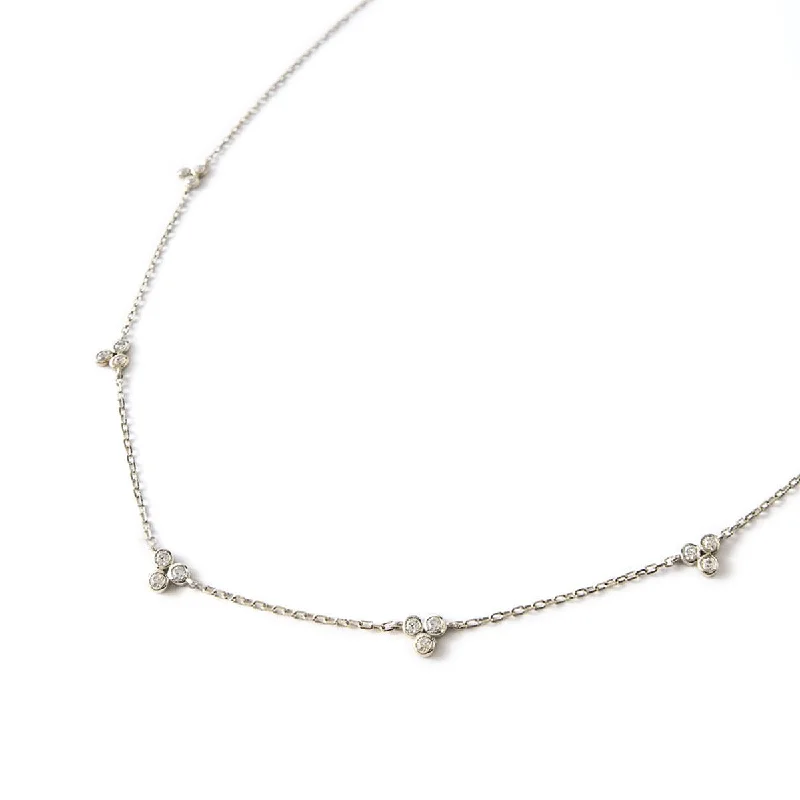 Ladies Necklaces with White Phenakite-Clover Crystal Necklace