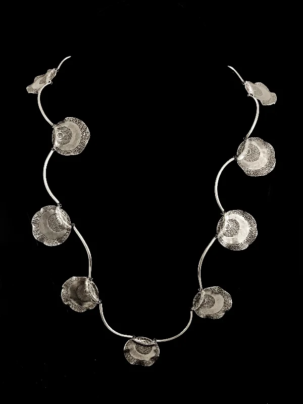 Ladies Necklaces with Bright Sunstone-Silver Discs & Tube Necklace