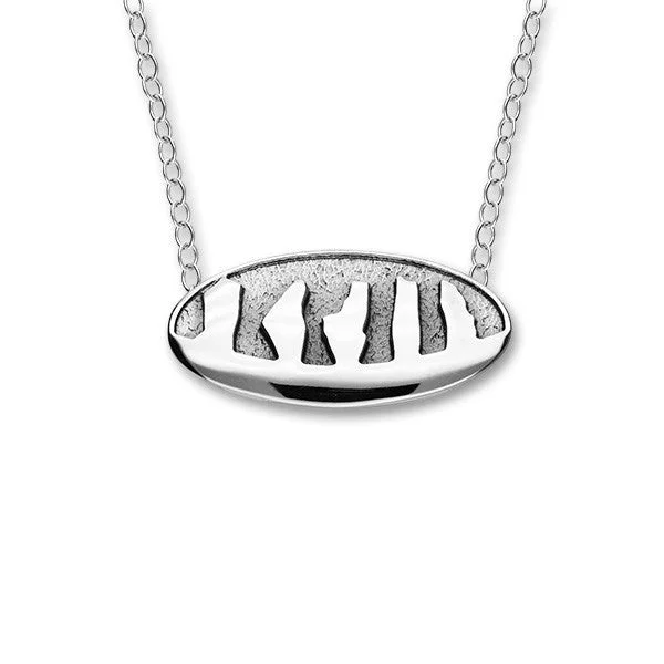 Ladies Modern Trend Rings -Ring of Brodgar Sterling Silver Oxidised Oval Necklet