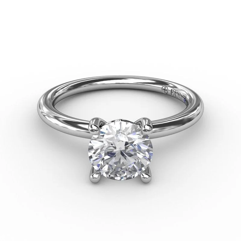 Ladies Uncut Diamond Engagement Rings -Classic Round Diamond Solitaire Engagement Ring S4013