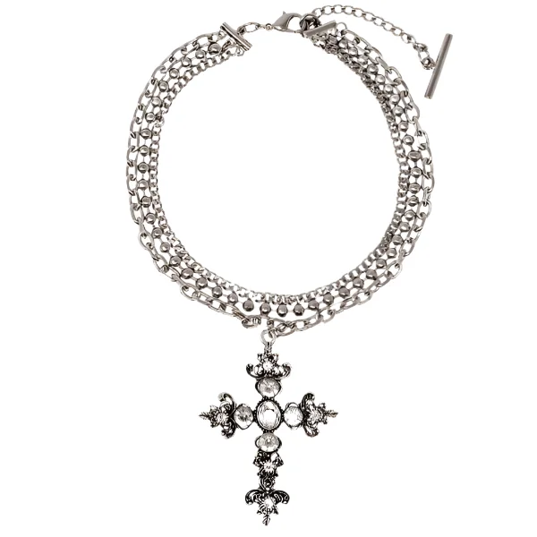 Ladies Necklaces with Yellow Heliodor-Crystal Cross Necklace