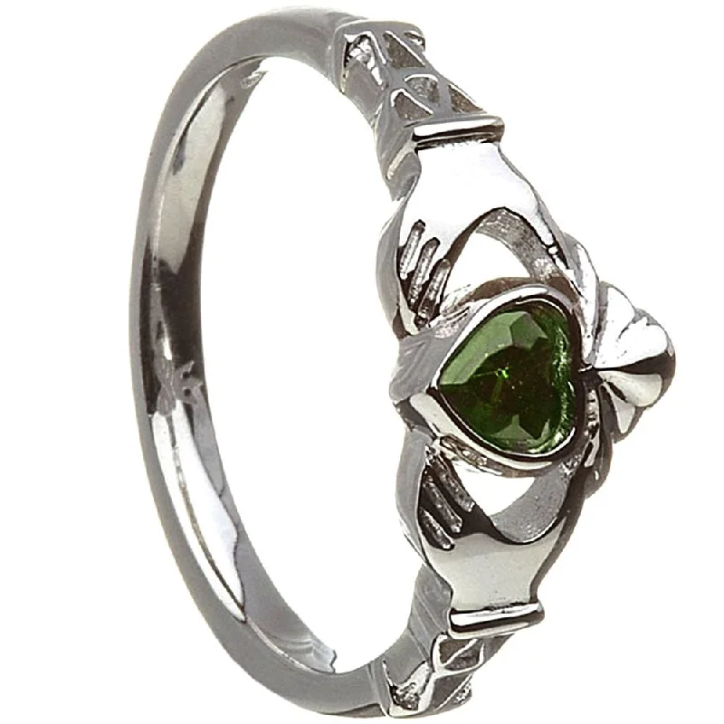 Ladies Everlasting Rings -Retired MAY Birthstone Silver Claddagh Ring LS-BSRV2-5