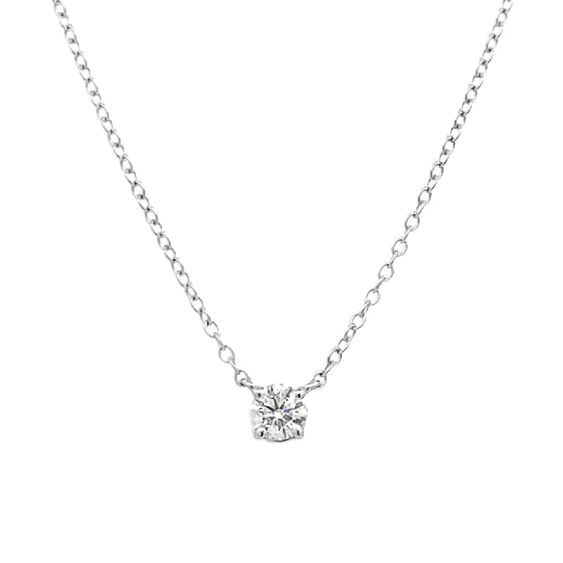 Ladies Necklaces with Silver Glow-1/3 ct Diamond Solitaire Necklace in White Gold