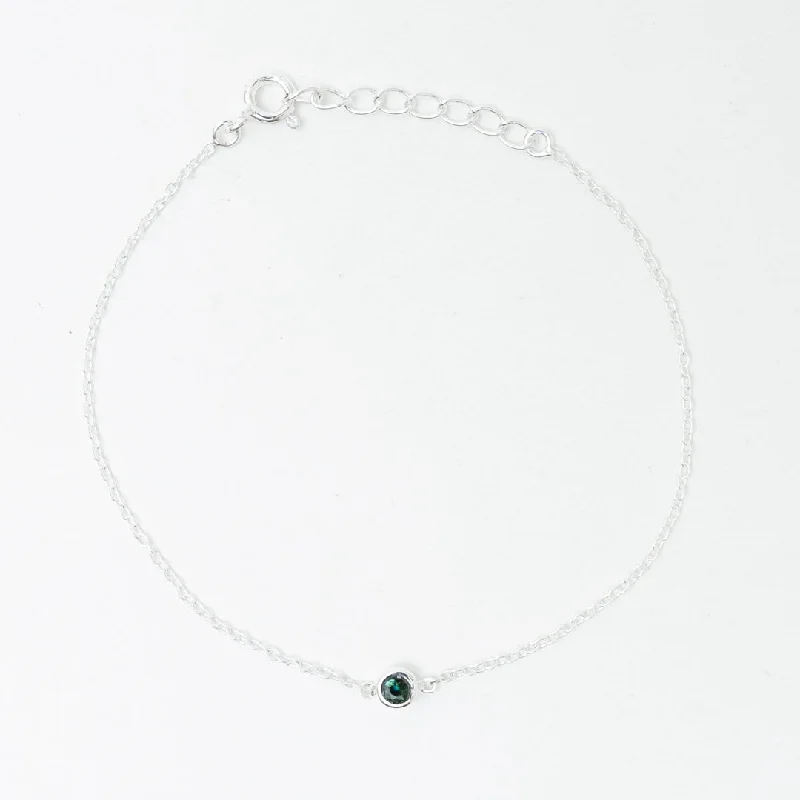 Ladies Bracelets for Grad Glow-Silver Blue Tourmaline Solitaire Bracelet