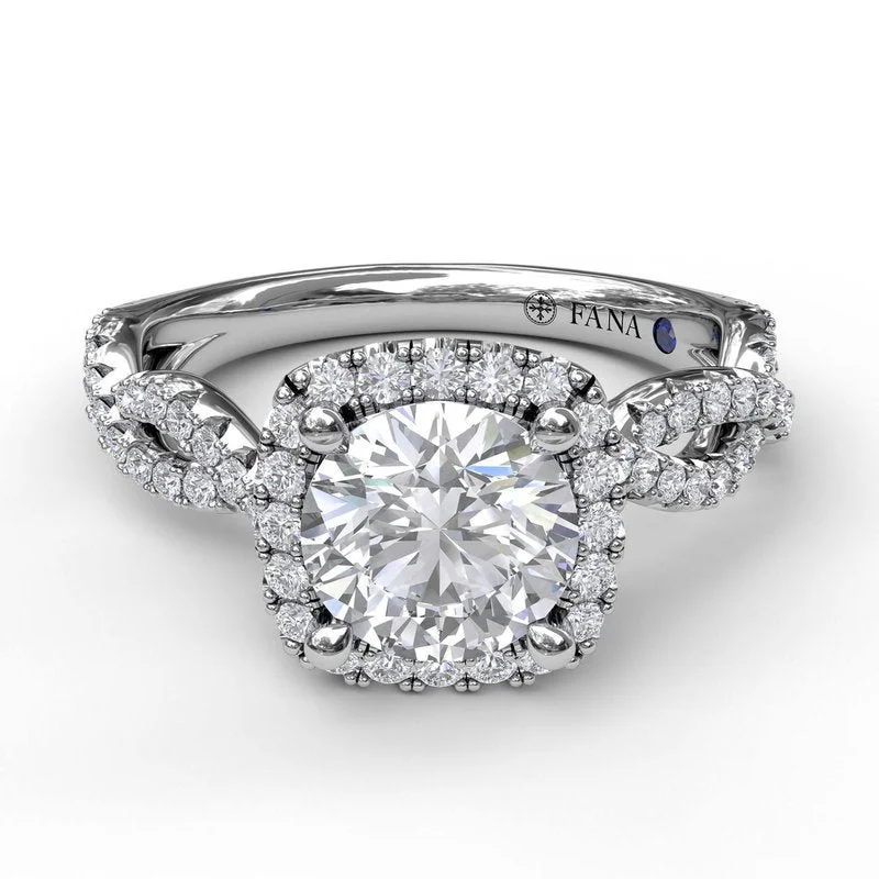 Ladies Bridal Engagement Rings -Cushion Halo Twist Engagement Ring S3826