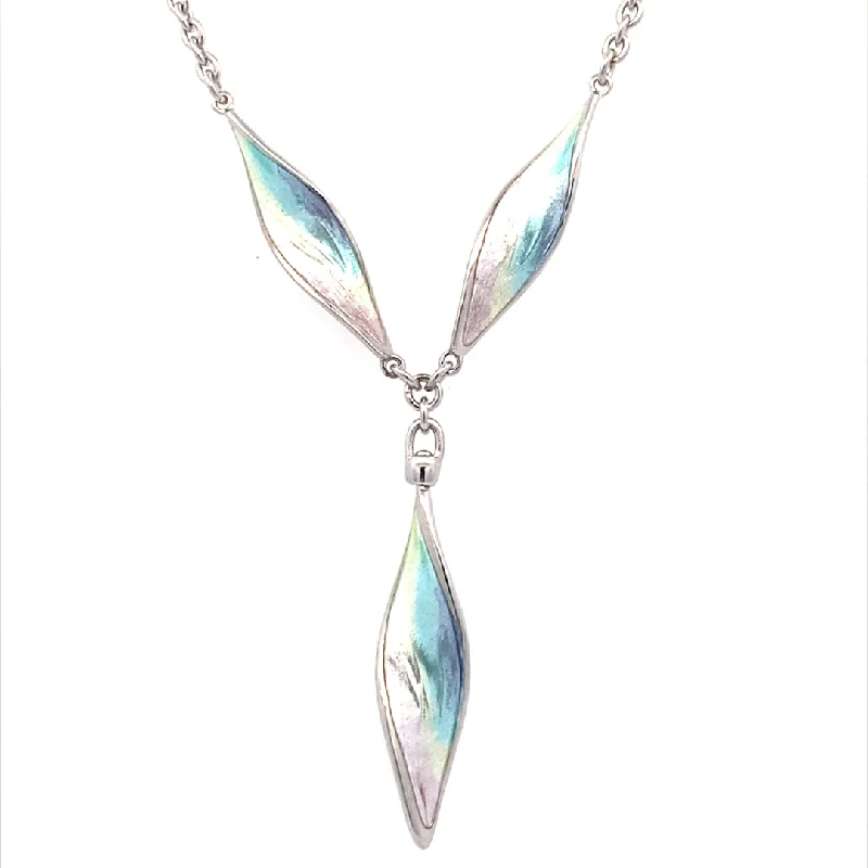 Ladies Necklaces with Crown Glow-Enamel Aurora Necklace in Silver by Nicole Barr