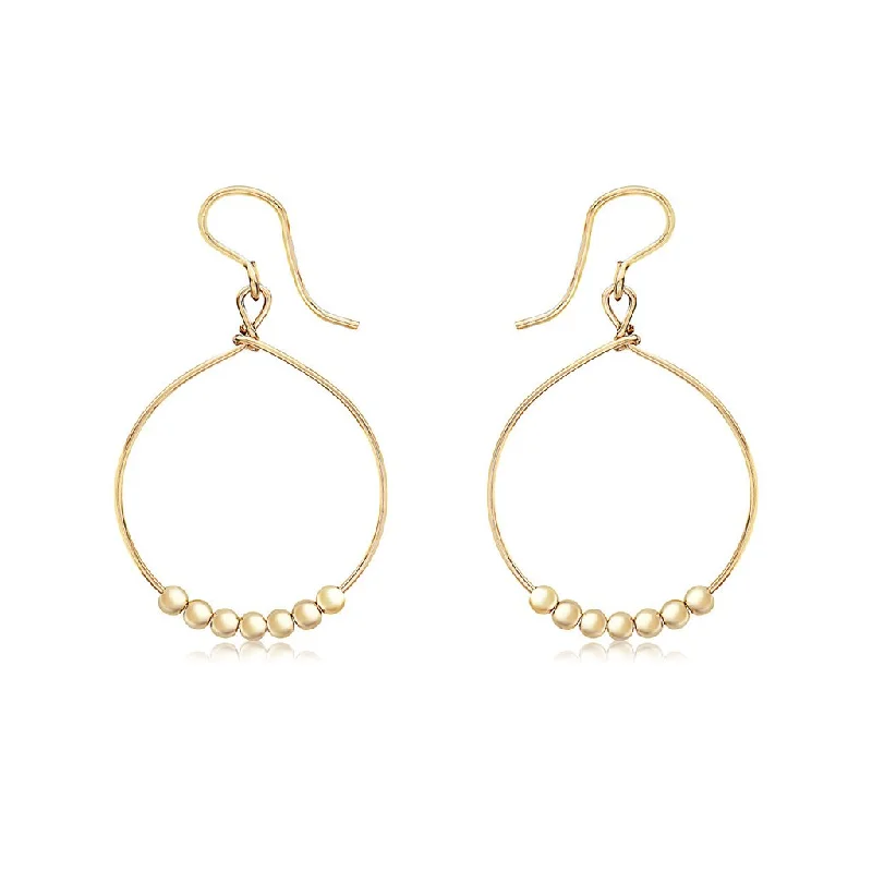 Ladies Short Hoop Earrings -Ronaldo Jewelry : Power of Prayer Hoop Earrings in Gold - Silver Beads